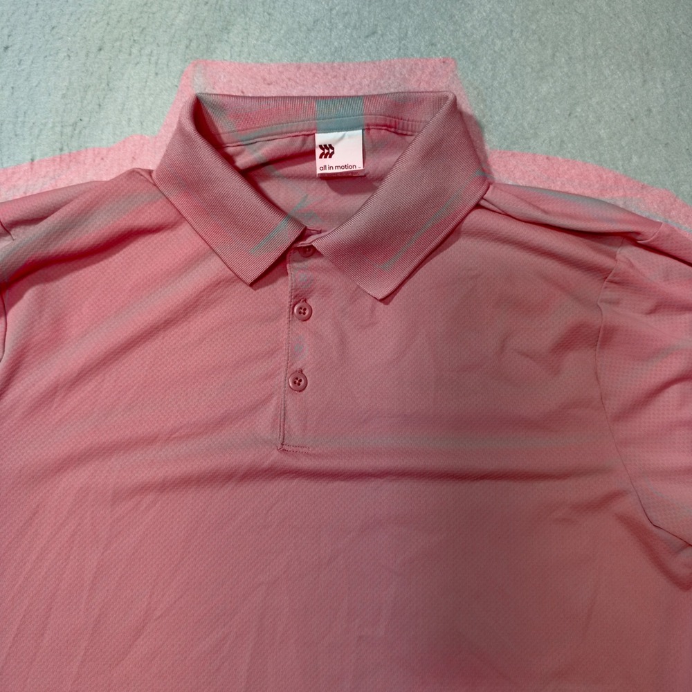 All in Motion Polo Shirt Mens Medium Pink Excellent‎ Short Sleeve Athletic Fit